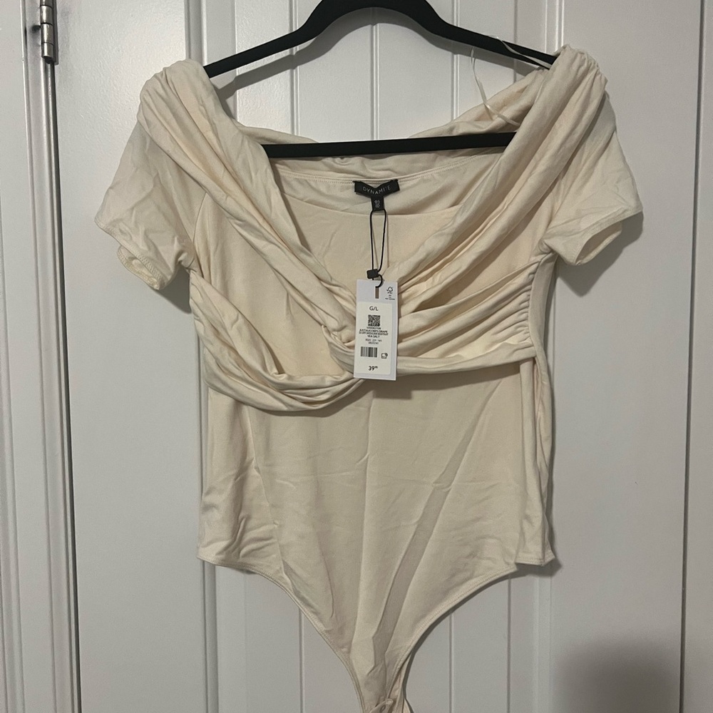 Dynamite Drape Shoulder Bodysuit - Picture 2 of 3